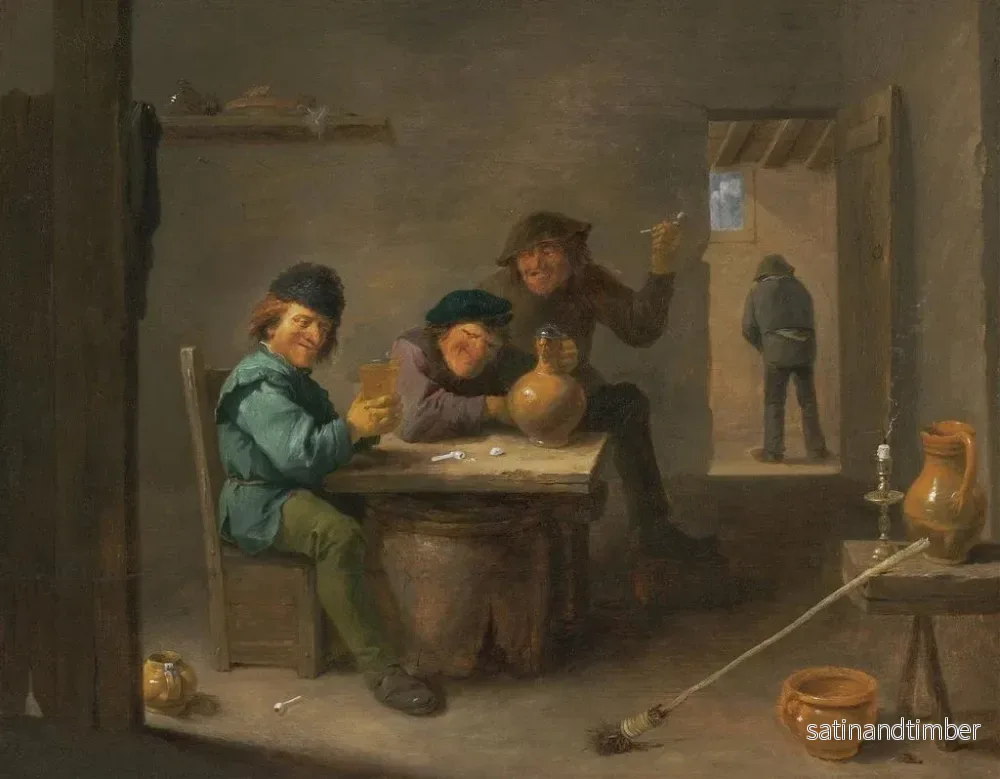 Reproduktion av målningen av bönder i en taverna - David Teniers den yngre - Bild 2