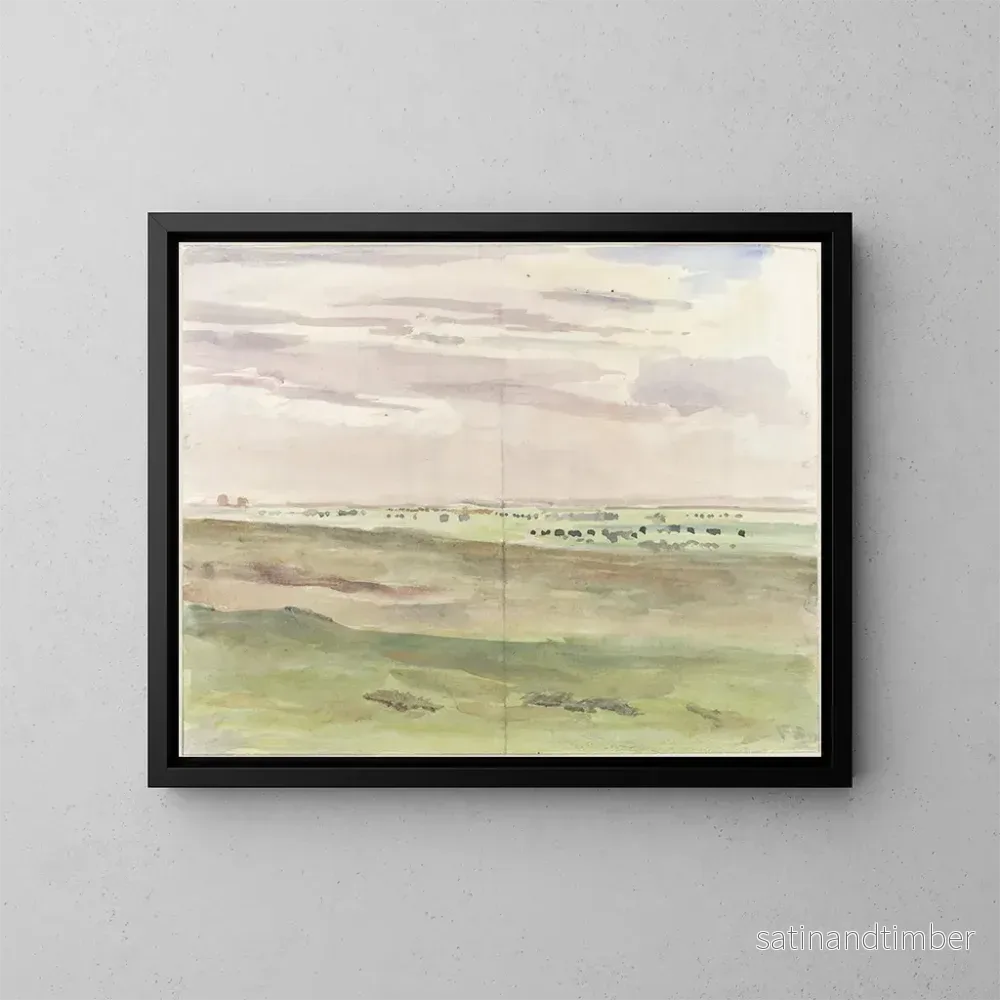 Reproduktion av målningen Landskapsbild av äng med boskapsdjur - Frans Smissaert