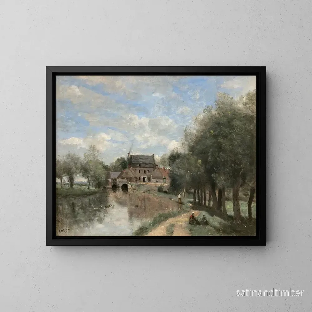 Reproduktion av målningen Arleux-du-Nord, le Moulin Drocourt sur la Sens - Jean-Baptiste-Camille Corot