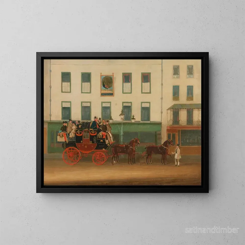 Reproduktion av målningen Le carrosse de Londres à Manchester, le Peveril of the Peak, devant l’auberge Peacock à Islington – James Pollard Reproduktion av målningen Le carrosse de Londres à Manchester, le Peveril of the Peak, devant l’auberge Peacock à Islington – James Pollard