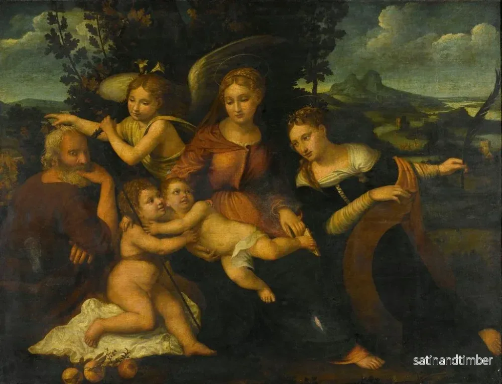 Reproduktion av målningen av den heliga familjen med heliga Katarina - Francesco Torbido - Bild 2