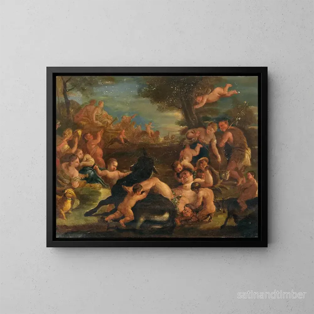 Reproduktion av målningen Bacchanale med den berusade Silène – Luca Giordano Atelier