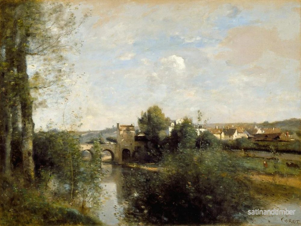 Reproduktion av målningen av Seine och gamla bron i Limay - Jean-Baptiste-Camille Corot - Bild 2