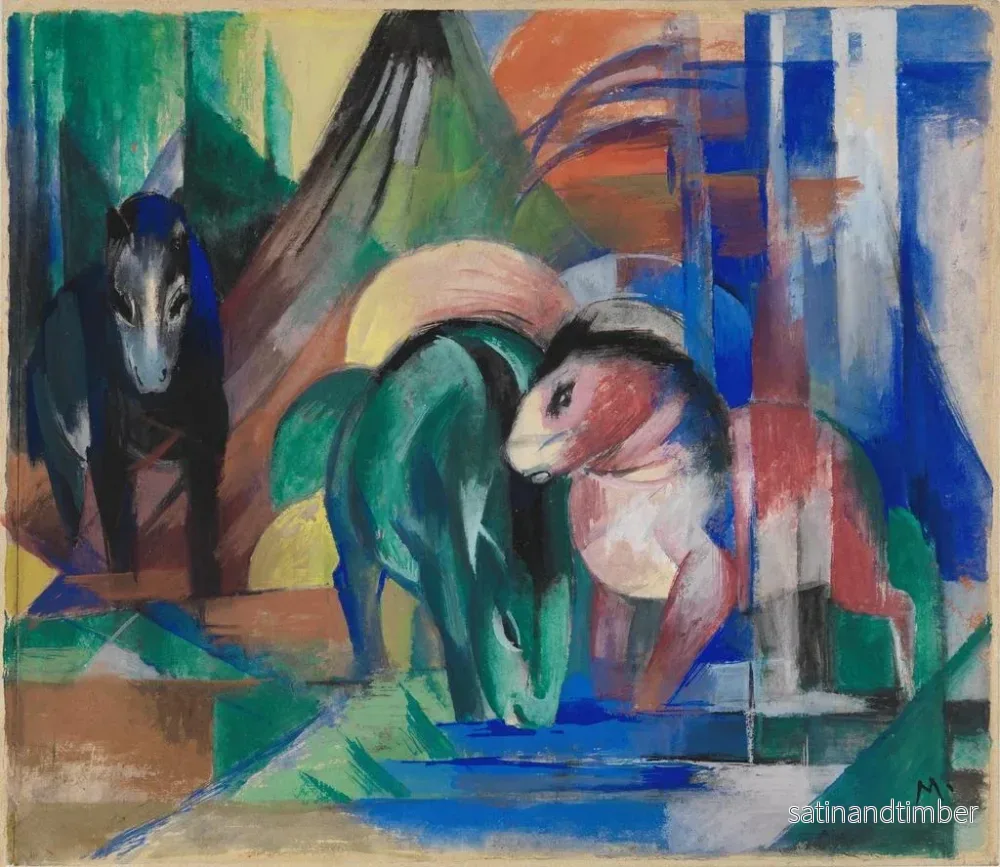 Reproduktion av målningen Tre hästar vid skogsbäcken - Franz Marc - Bild 2
