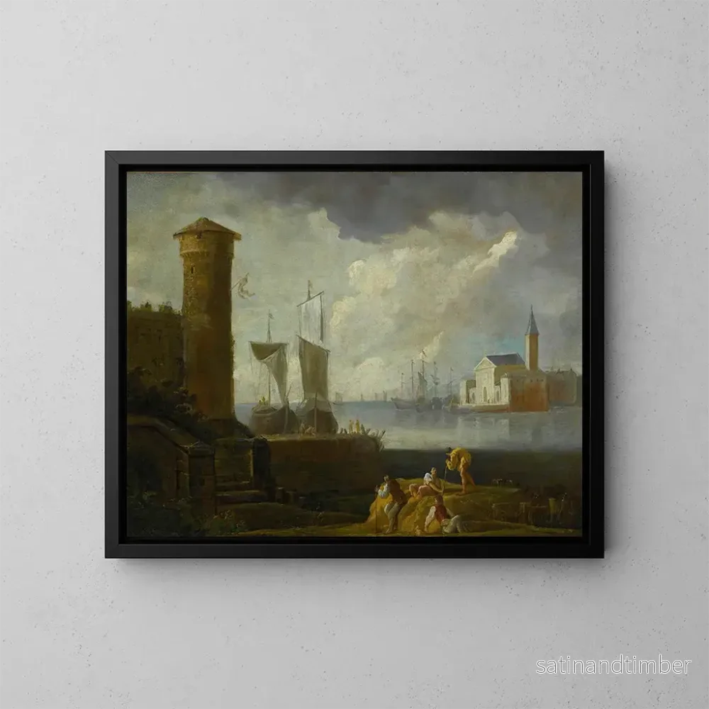 Reproduktion av målningen En vy capriccio av San Giorgio Maggiore i Venedig – Marco Ricci Reproduktion av målningen En vy capriccio av San Giorgio Maggiore i Venedig – Marco Ricci