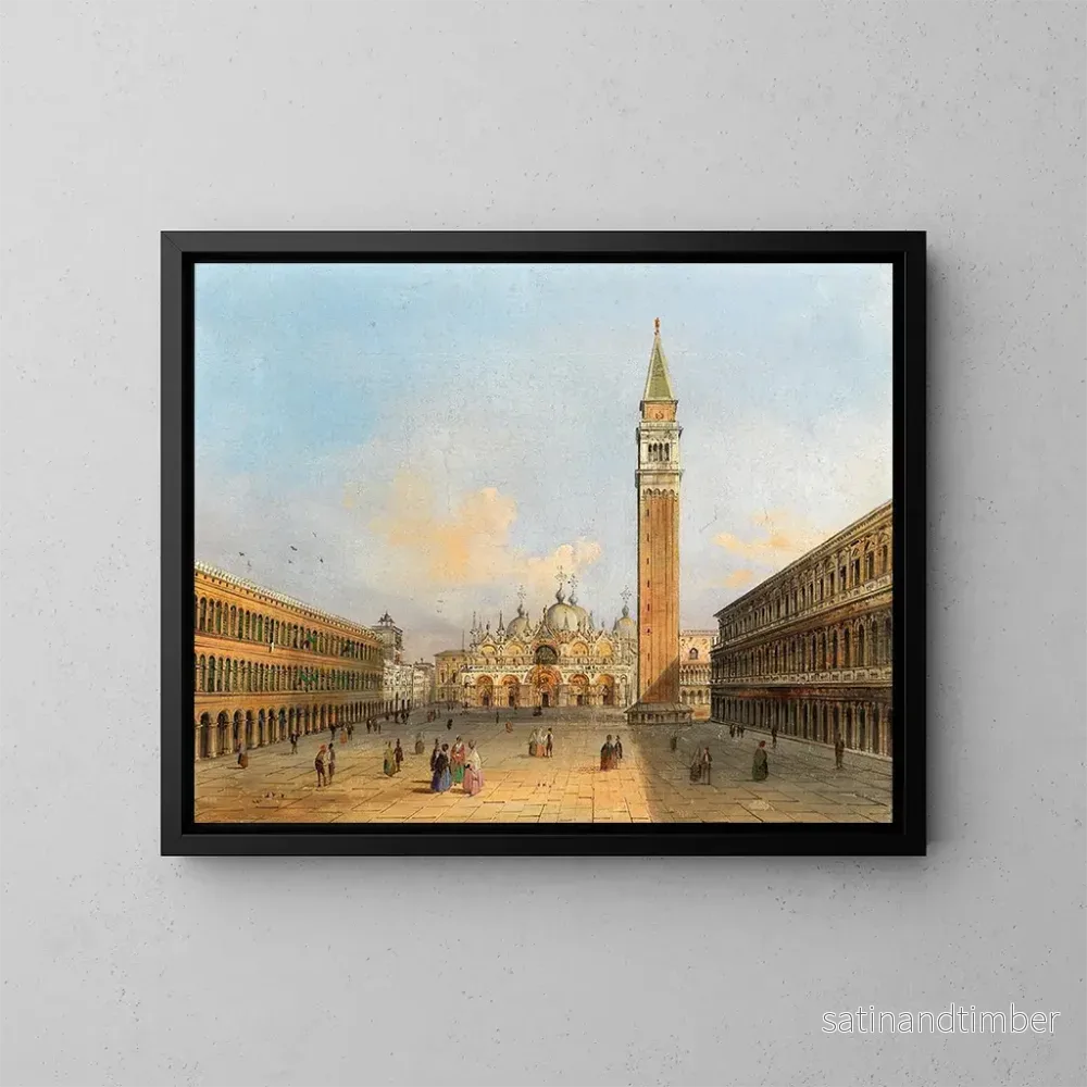Reproduktion av målningen En vy av Sankt Marks torg och Campanile – Carlo Grubacs Reproduktion av målningen En vy av Sankt Marks torg och Campanile – Carlo Grubacs
