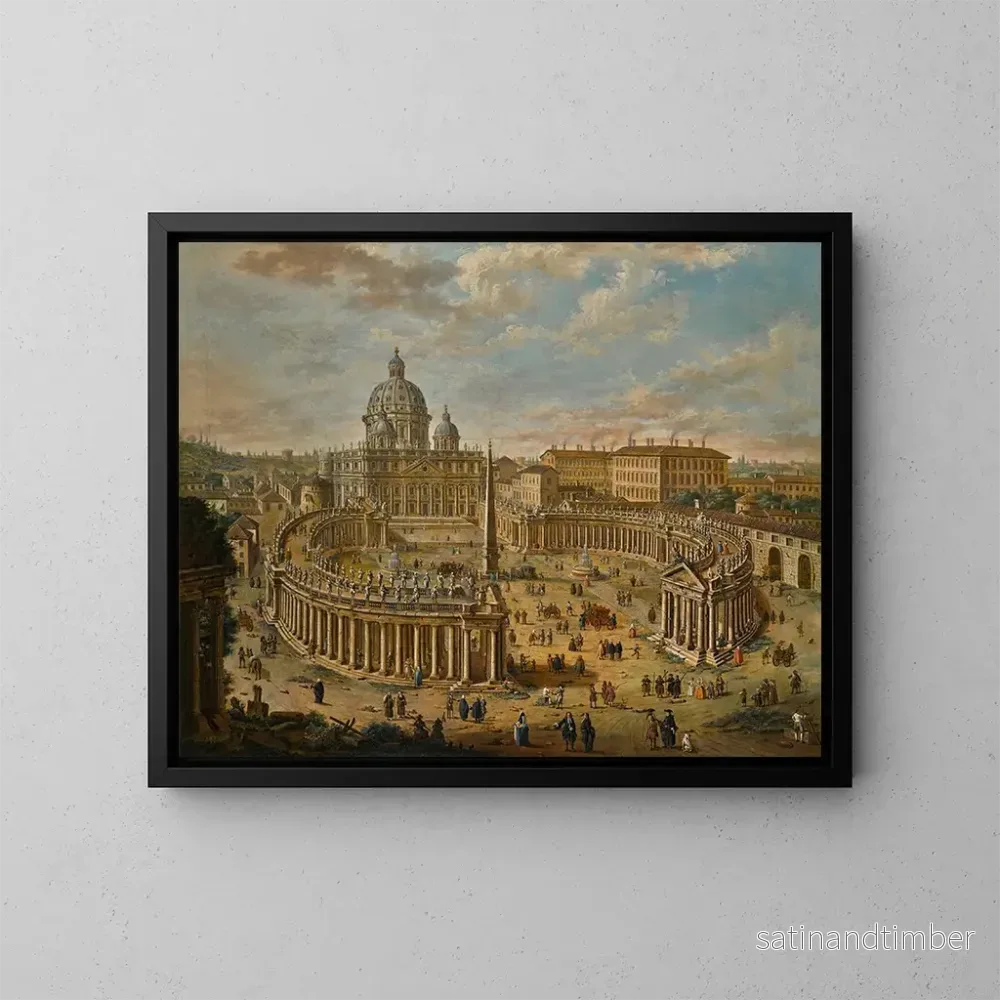 Reproduktion av målningen panoramavy av Petersplatsen med basilikan i bakgrunden – Jacopo Fabris Reproduktion av målningen panoramavy av Petersplatsen med basilikan i bakgrunden – Jacopo Fabris
