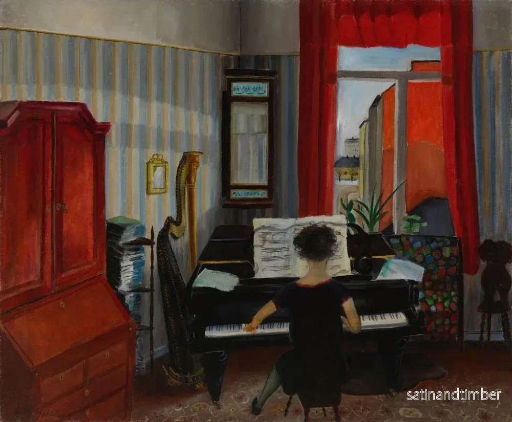 Reproduktion av målningen av inre kvinna som spelar piano - Sulho Sipilä - Bild 2