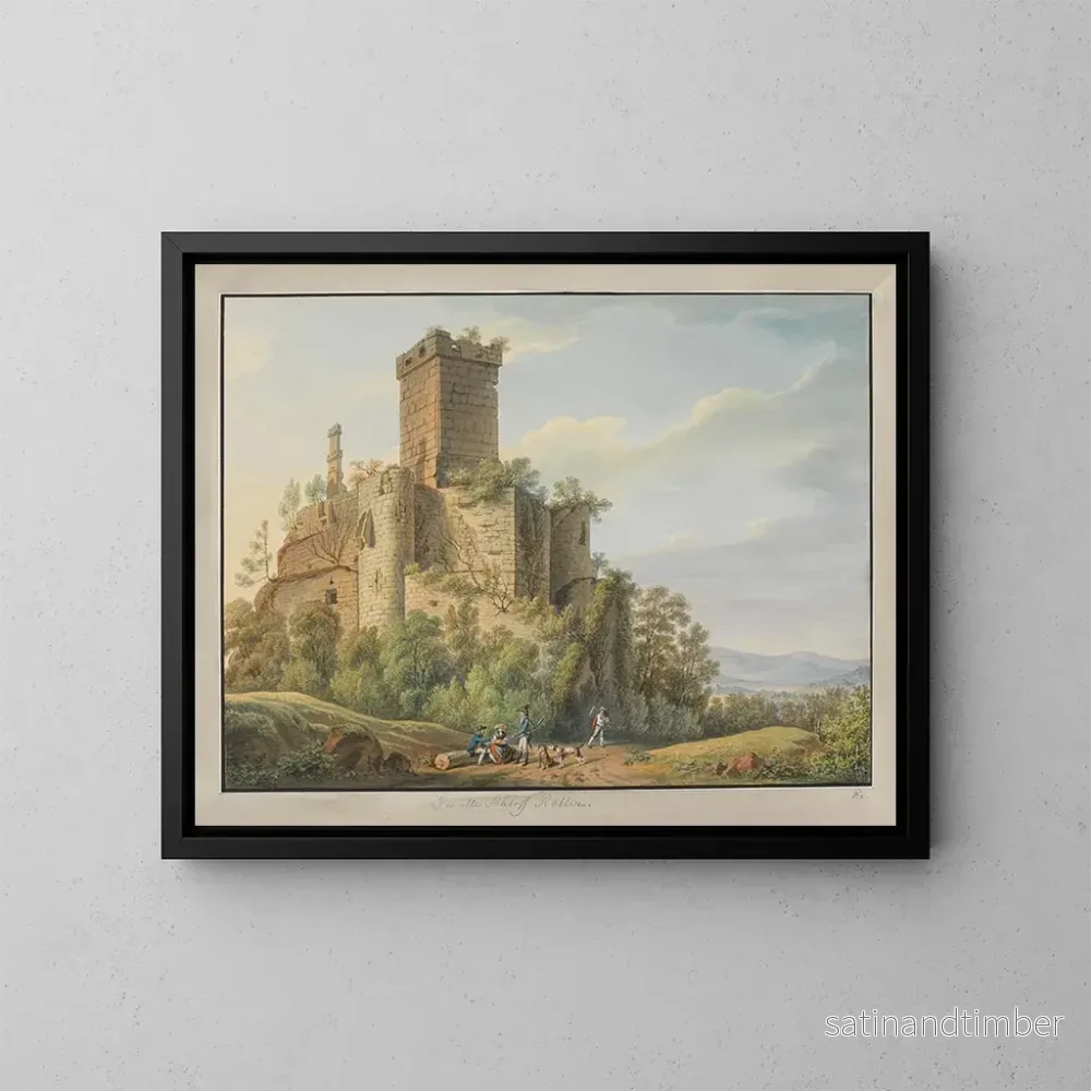 Reproduktion av målningen av Château de Rötteln nära Lörrach - Philipp Jakob Becker