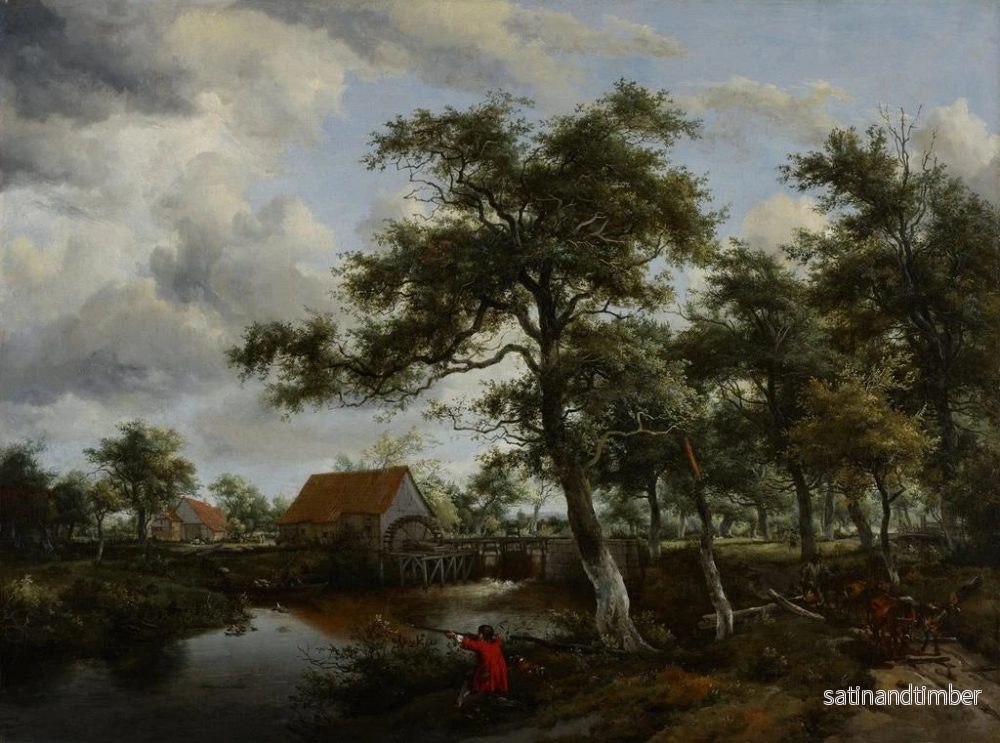 Reproduktion av målningen av ett skogigt landskap med vattenhjul - Meindert Hobbema - Bild 2