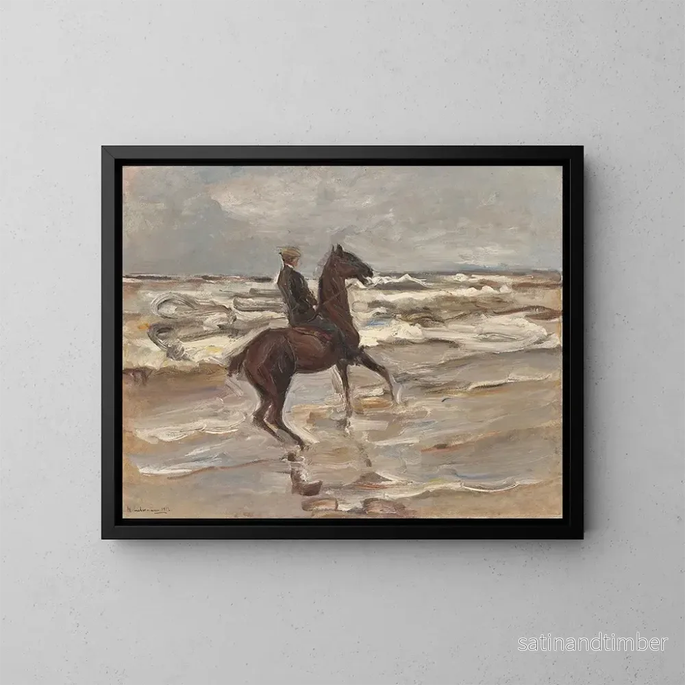 Reproduktion av målningen Cavalier vid havsstranden till höger - Max Liebermann