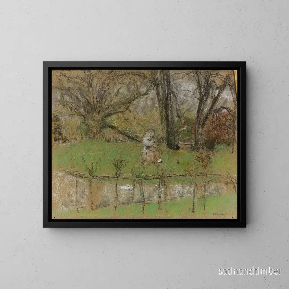 Reproduktion av målningen av sjöutsigten framför slottet - Édouard Vuillard