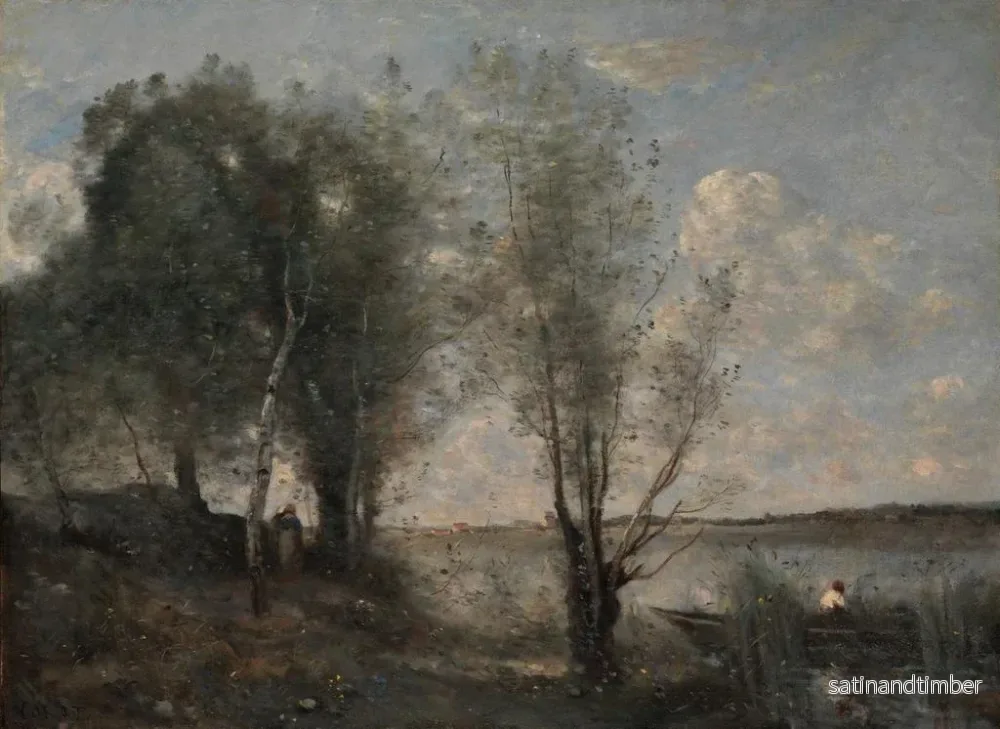 Reproduktion av målningen Le batelier parmi les roseaux - Jean-Baptiste-Camille Corot - Bild 2
