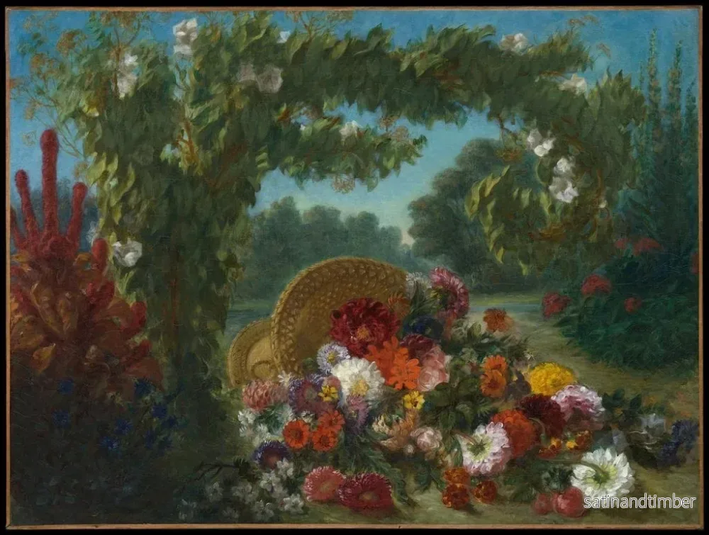 Reproduktion av målningen av blomsterkorg - Eugène Delacroix - Bild 2