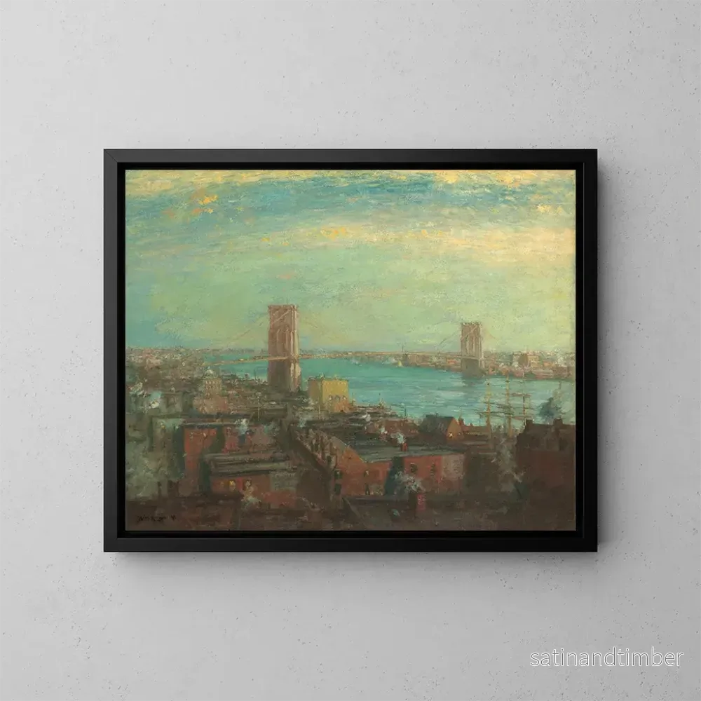 Reproduktion av målningen Pont de Brooklyn - Henry Ward Ranger
