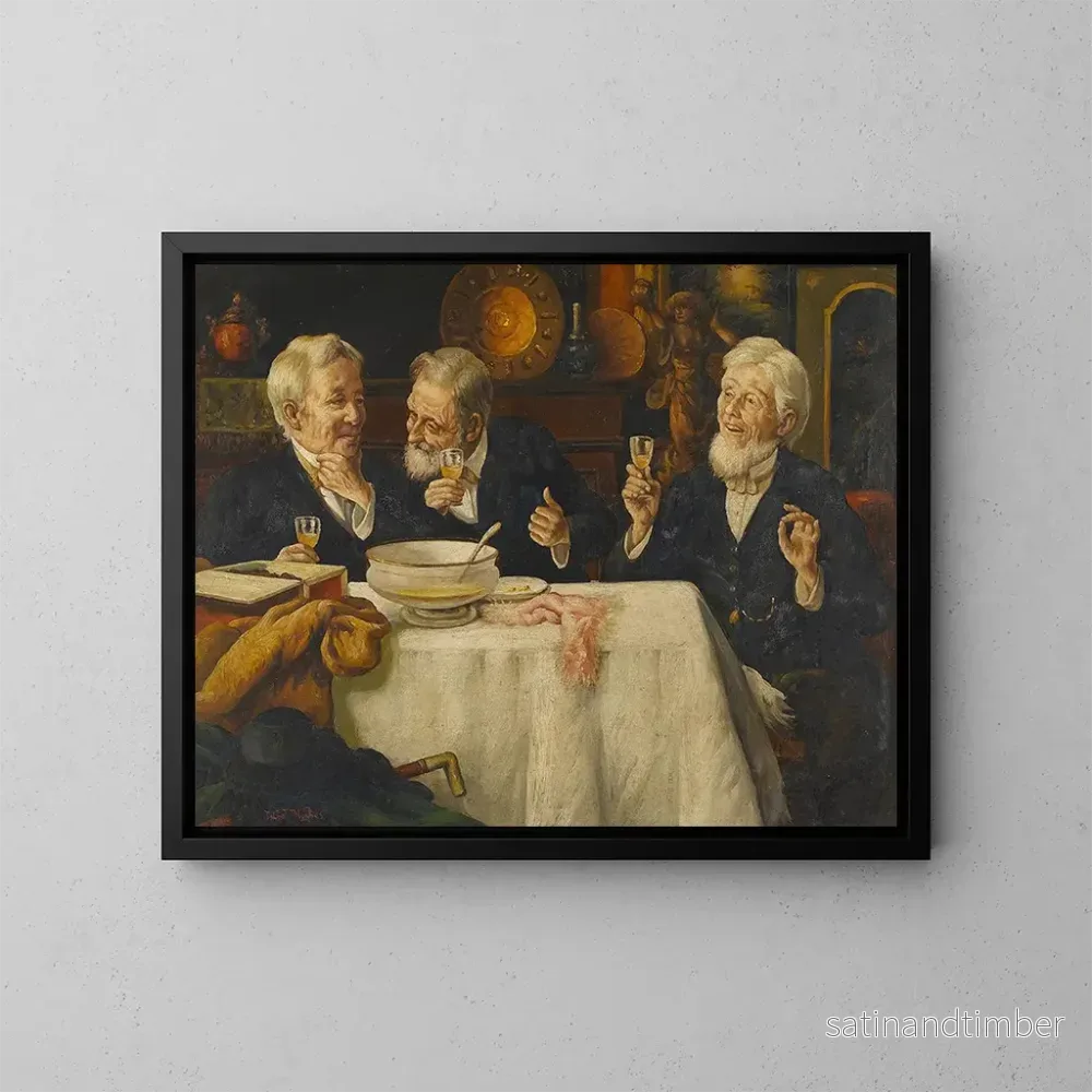 Reproduktion av målningen Tre män vid bordet - Talbot Hughes