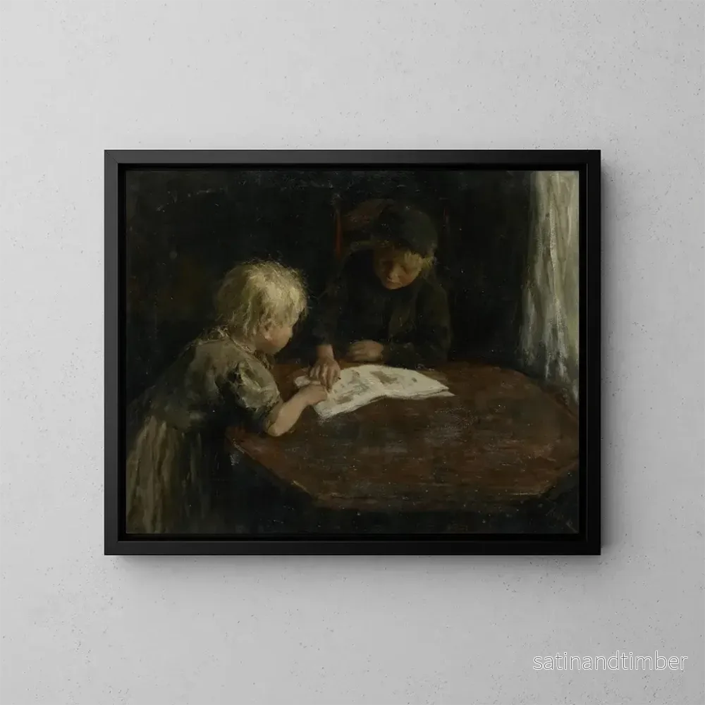 Reproduktion av målningen Barn med en bildbok - Jacob Simon Hendrik Kever