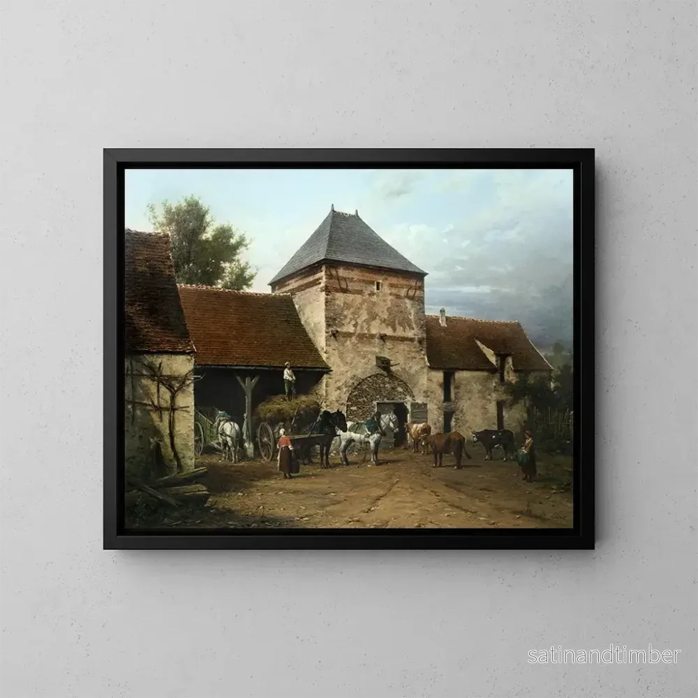 Reproduktion av målningen La cour de ferme - Léon Legat