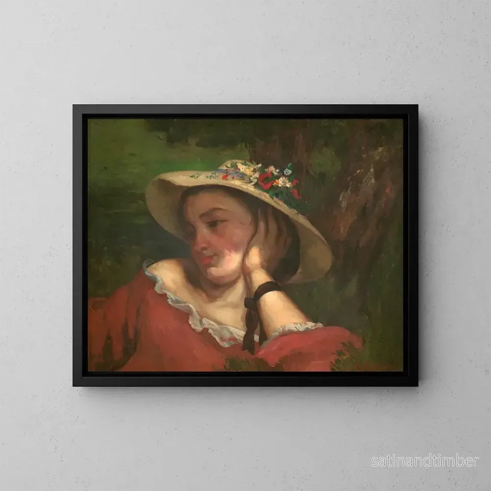 Reproduktion av målningen av unga flickor på Seine-stranden, fragment av en målning - Gustave Courbet