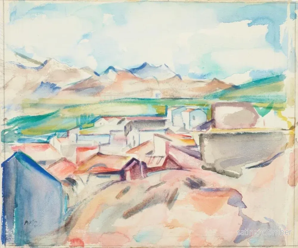 Reproduktion av målningen av bylandskap i Banyuls-sur-Mer - Owen Merton - Bild 2