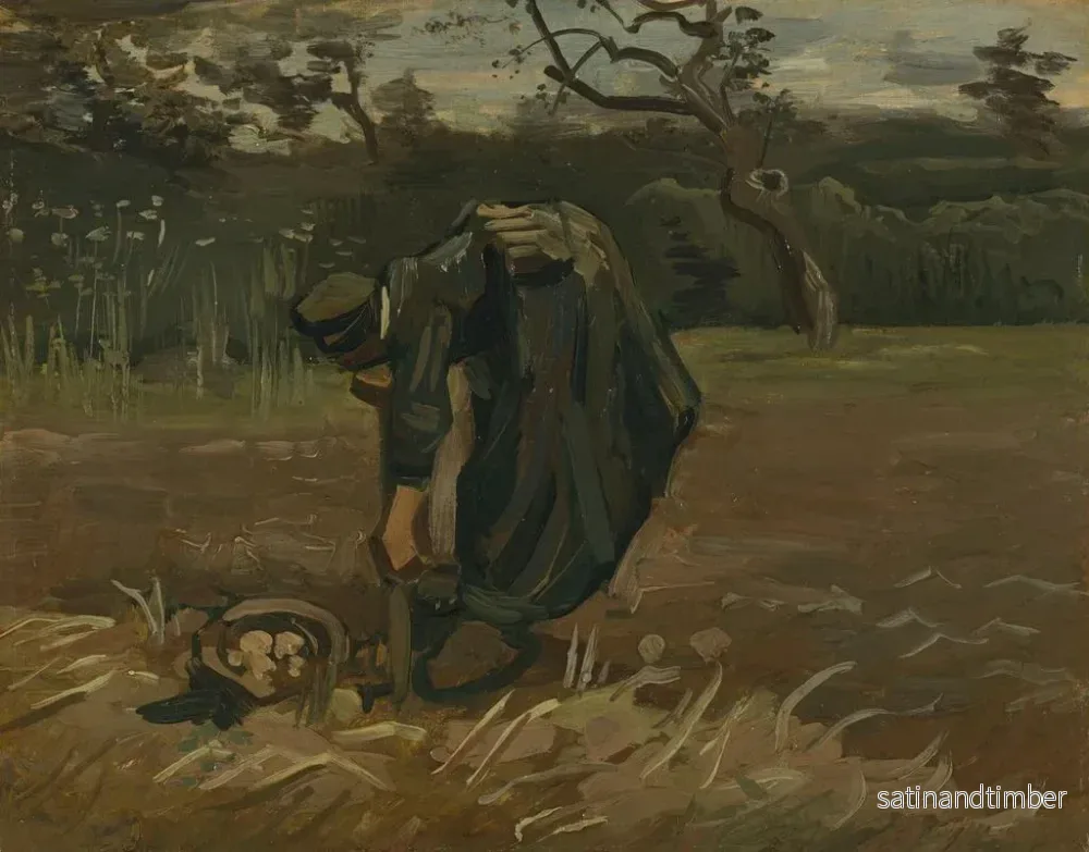 Reproduktion av målningen av en kvinnlig bonde som gräver potatis - Vincent van Gogh - Bild 2