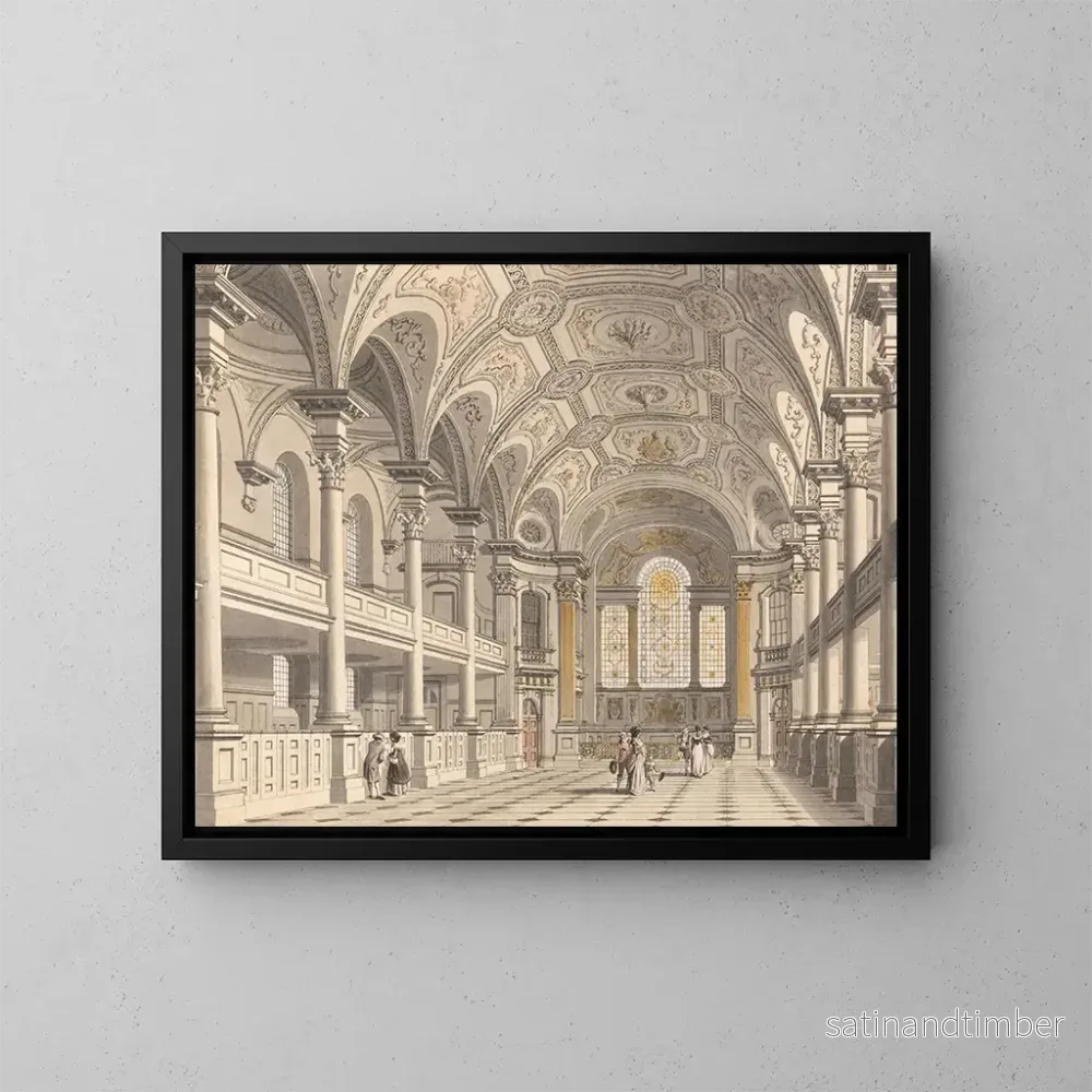 Reproduktion av målningen av interiören i St Martin-in-the-Fields - Thomas Malton den yngre