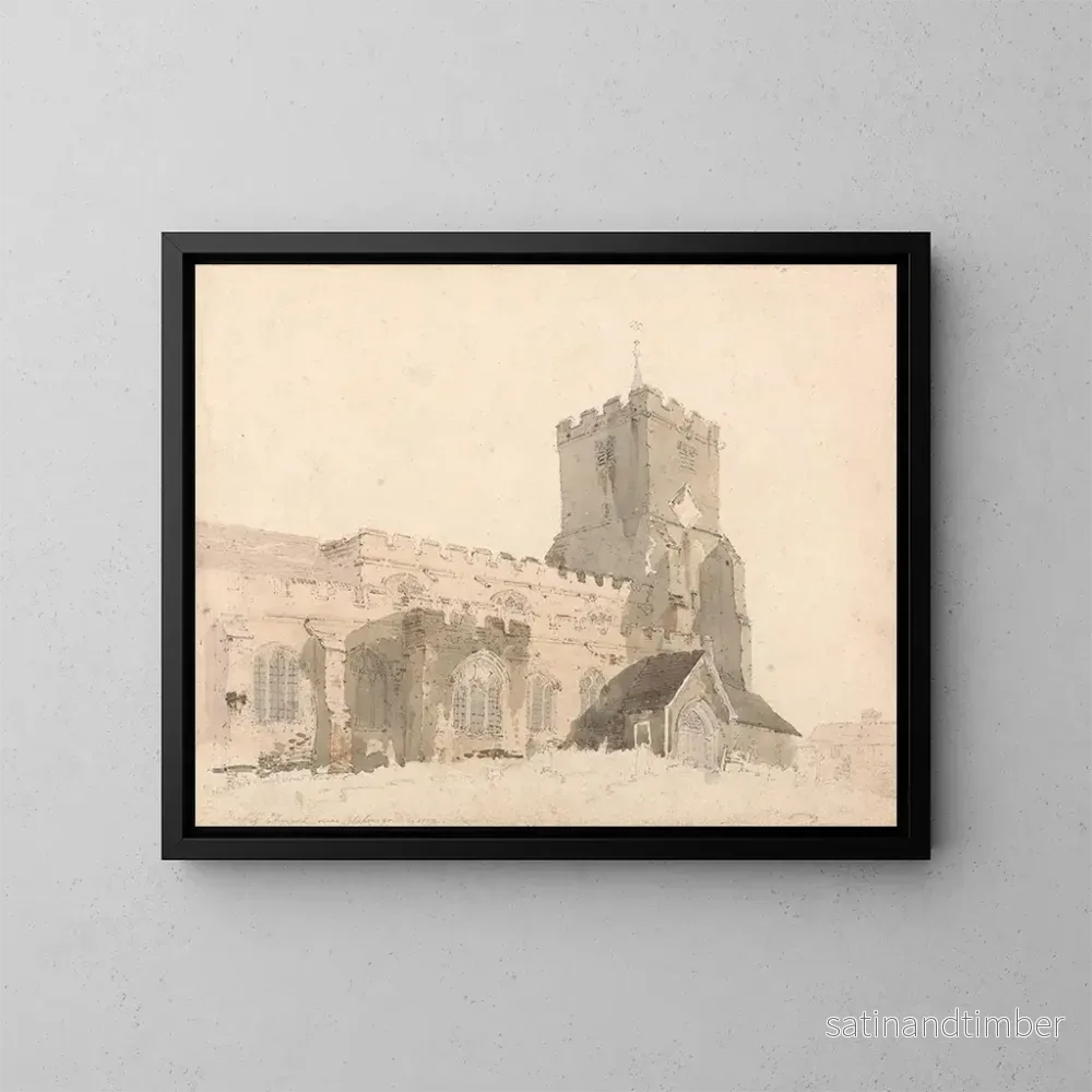 Reproduktion av målningen av Writtle kyrka, Essex - Thomas Girtin