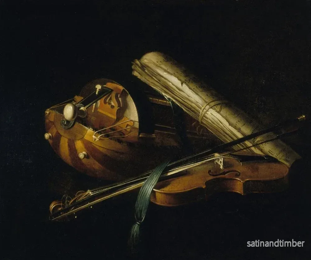 Reproduktion av målningen av stillleben med musikinstrument - Nicolas-Henri Jeaurat de Bertry - Bild 2