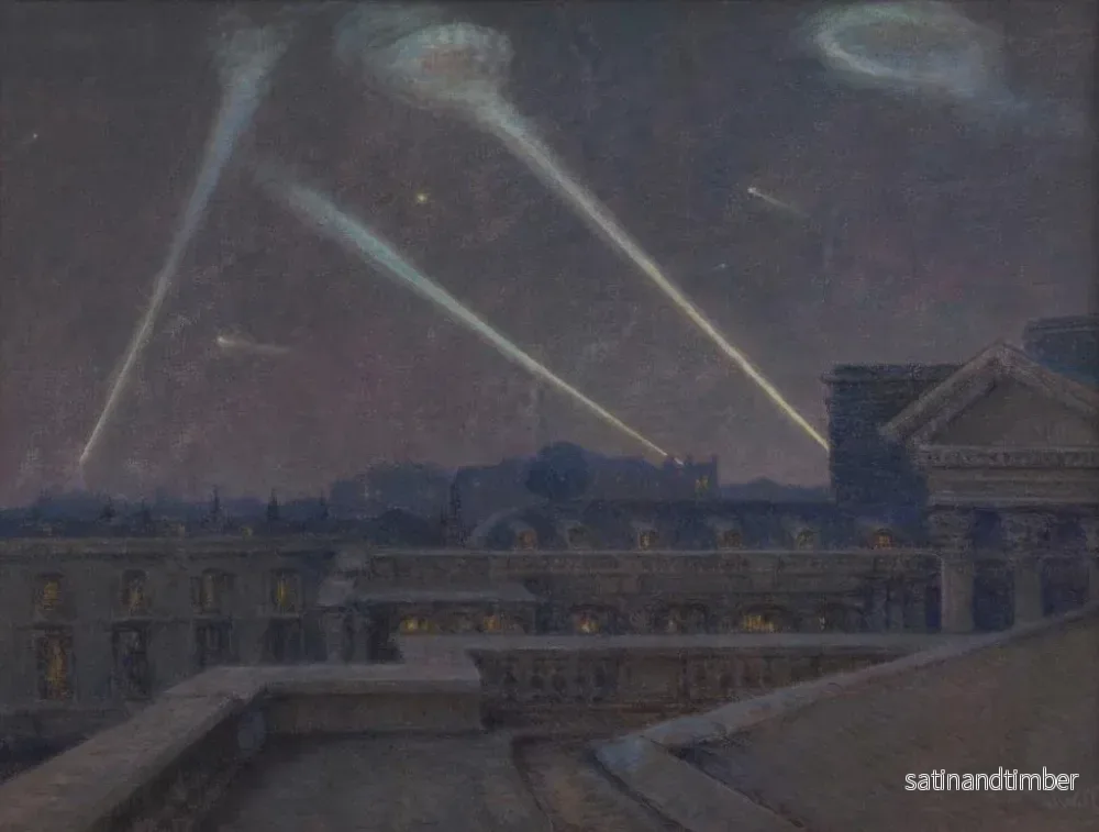 Reproduktion av målningen på terrasserna vid Palais Bourbon, natt den 29 januari 1916, zeppelinare - Marie-Joseph Léon Clavel Iwill - Bild 2