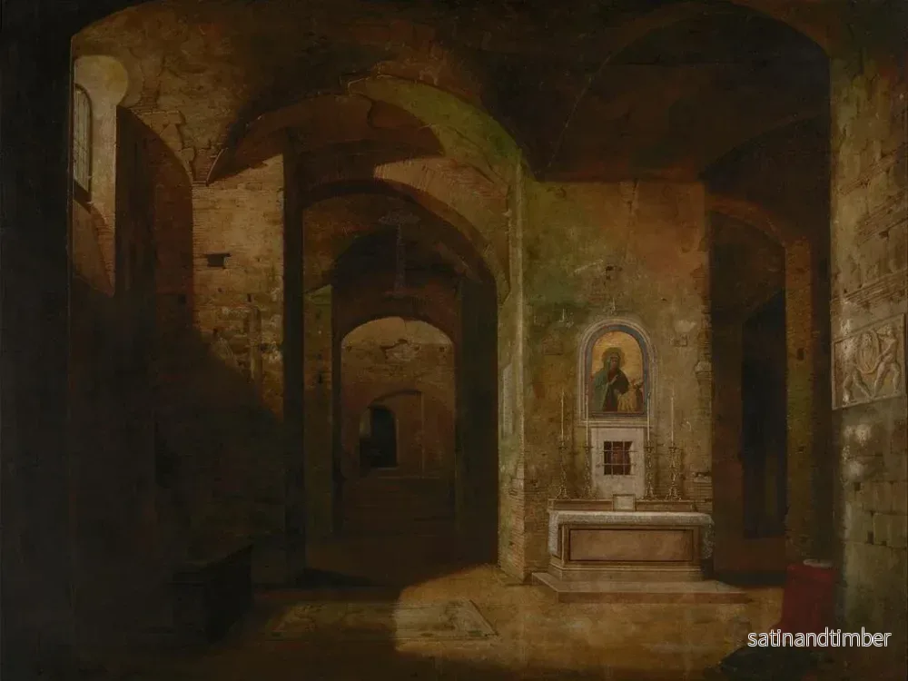 Reproduktion av målningen La crypte de la basilique San Martino ai Monti à Rome - Jodocus Sebastiaen van den Abeele - Bild 2