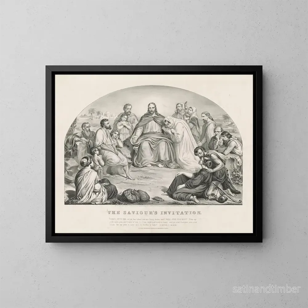 Reproduktion av målningen L'invitation du Sauveur - Currier & Ives