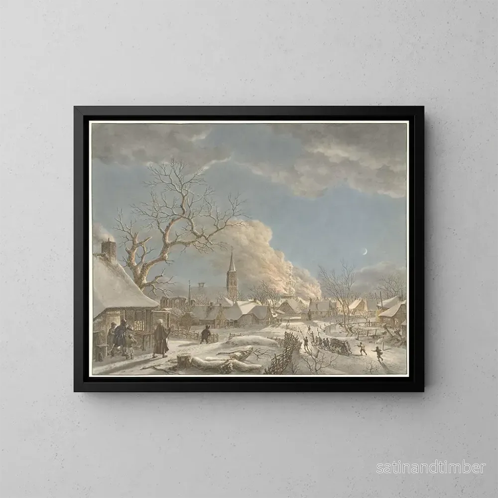 Reproduktion av målningen Vinternatt och eld - Jacob Cats