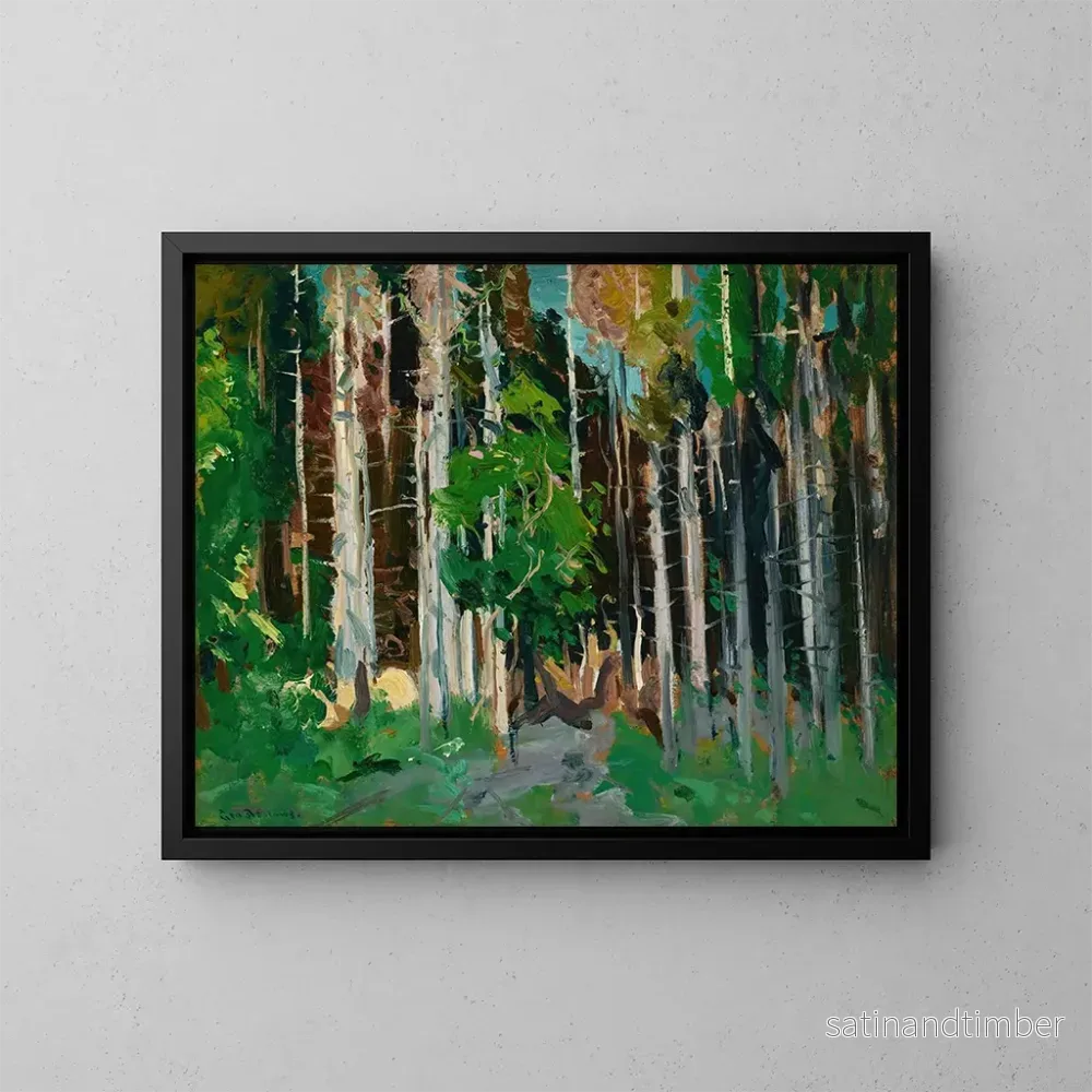 Reproduktion av målningen À travers les arbres, île Monhegan, Maine – George Wesley Bellows Reproduktion av målningen À travers les arbres, île Monhegan, Maine – George Wesley Bellows
