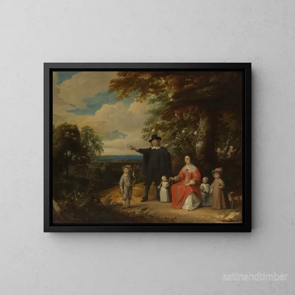 Reproduktion av målningen av familjeporträtt i landskap - Jacques d'Arthois