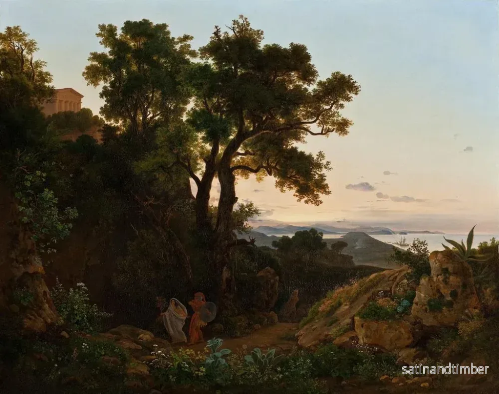 Reproduktion av målningen av italiensk landskap med Aeneas och Sibyllan från Cumae - Beniamino De Francesco - Bild 2