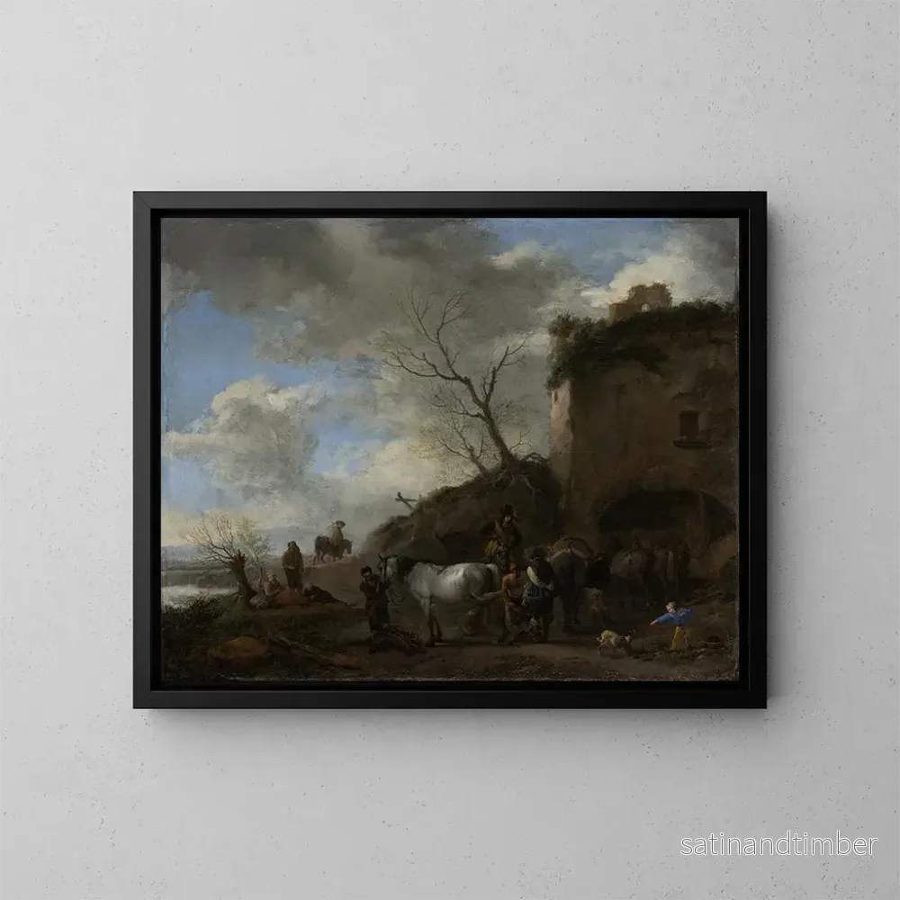 Reproduktion av målningen Kavallerister hos en smed - Philips Wouwerman