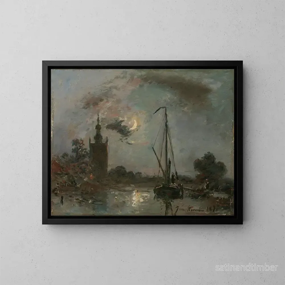 Reproduktion av målningen Overschie au clair de lune - Johan Barthold Jongkind