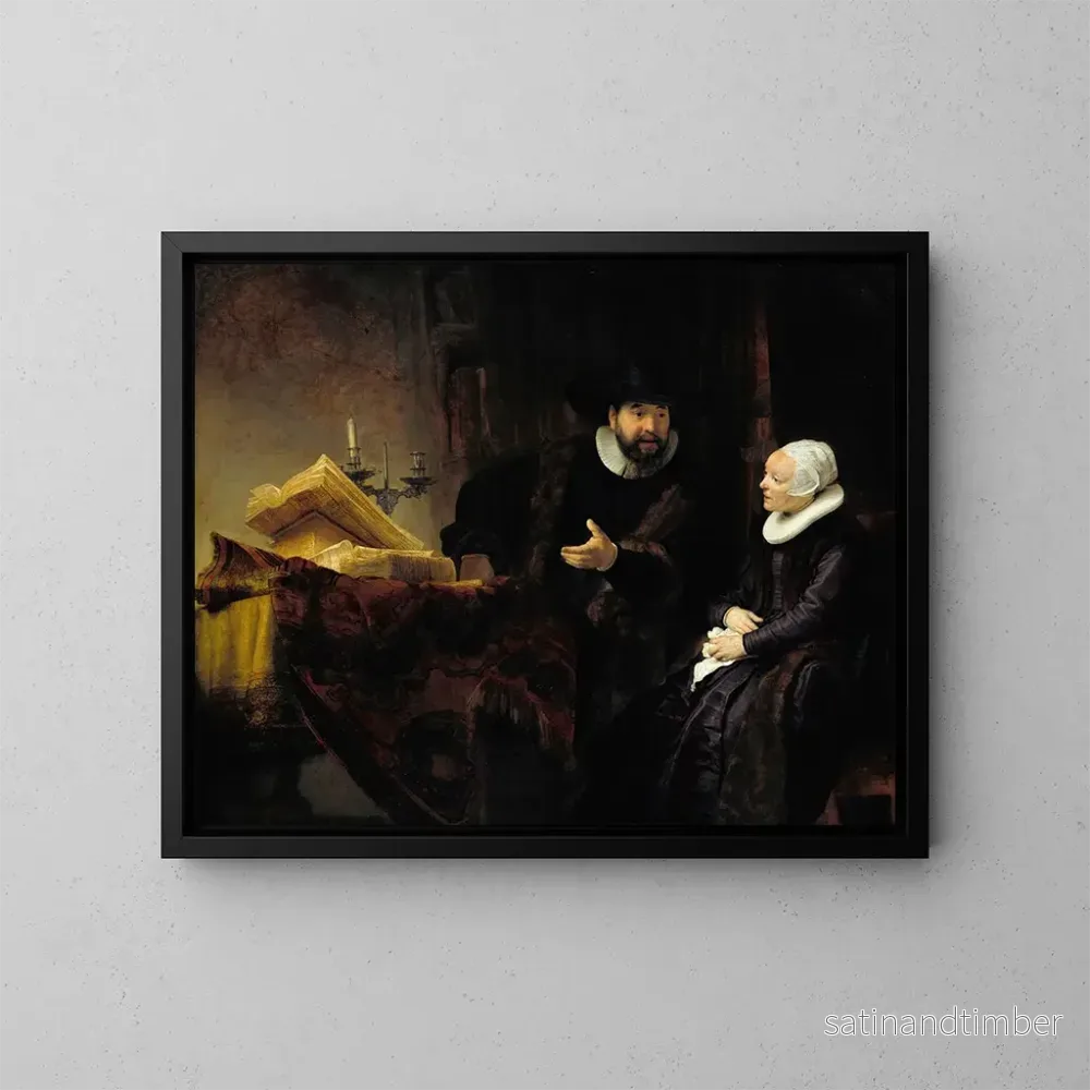 Reproduktion av målningen Le prédicateur mennonite Anslo et sa femme - Rembrandt van Rijn