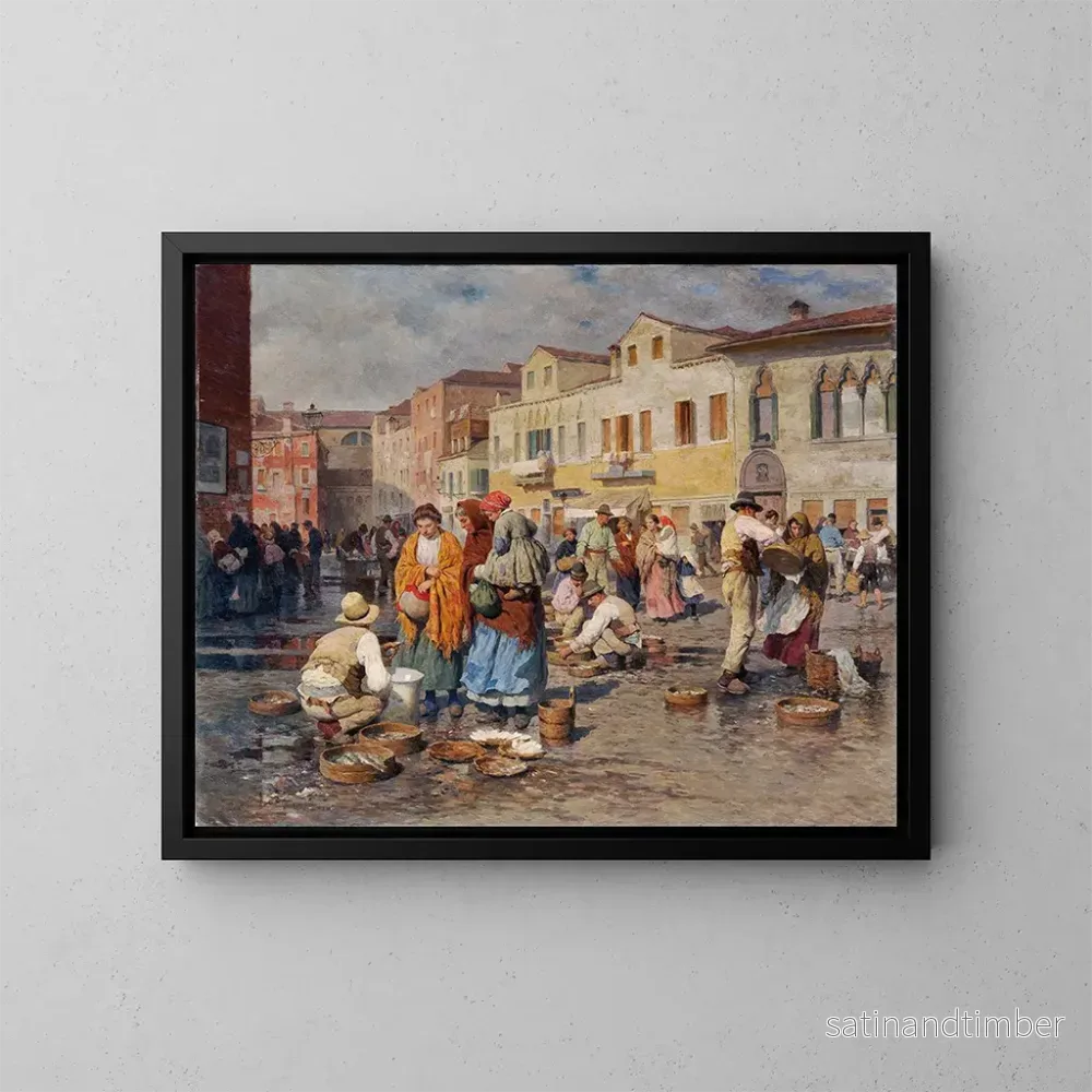 Reproduktion av målningen Marknad för fisk i Venedig – Carl Feiertag Reproduktion av målningen Marknad för fisk i Venedig – Carl Feiertag
