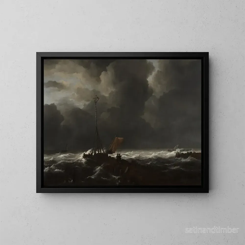 Reproduktion av målningen Mer agitée nära en kaj - Jacob van Ruisdael