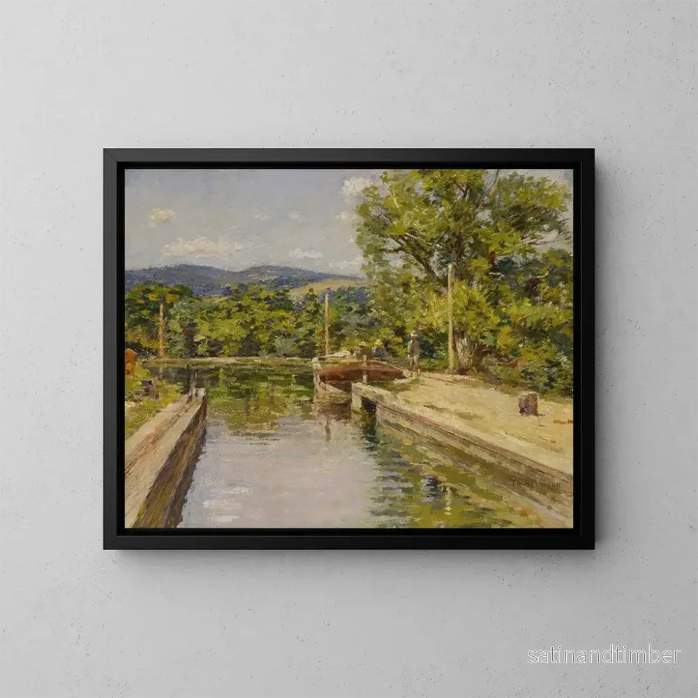 Reproduktion av målningen Scen vid kanal - Theodore Robinson