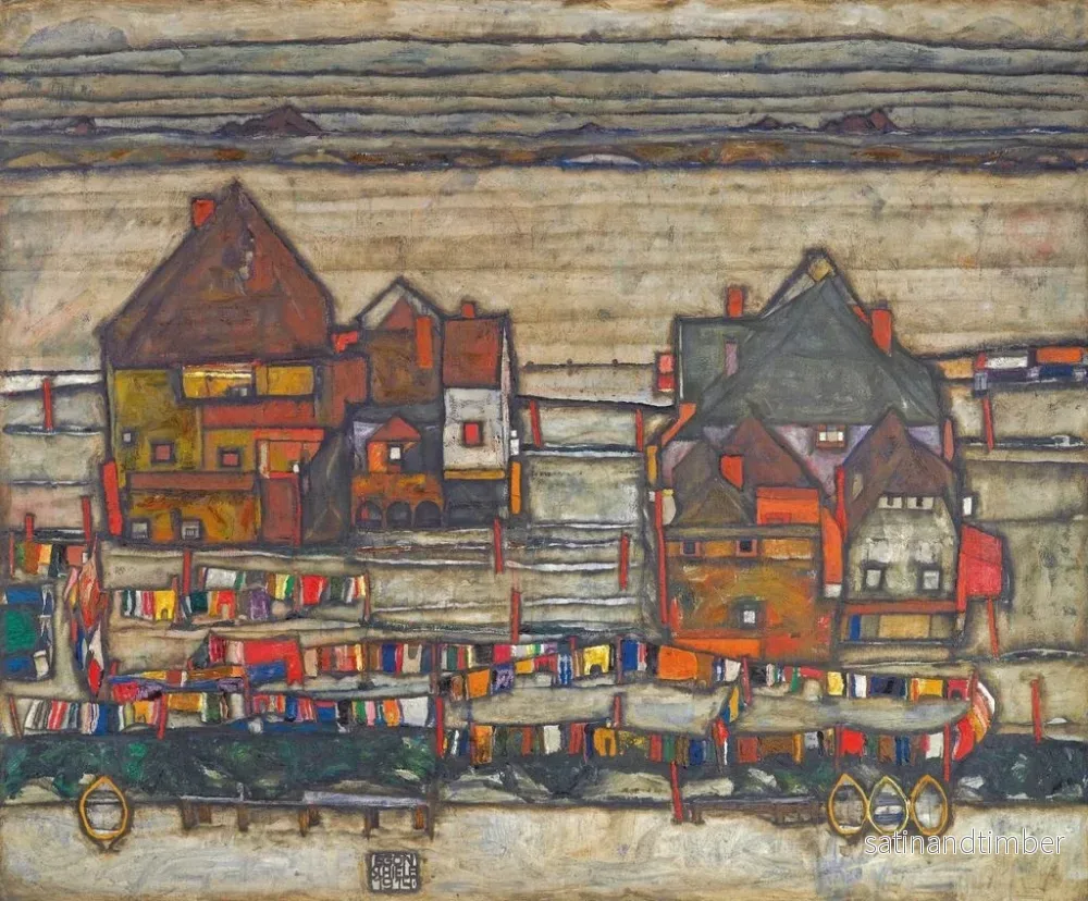 Reproduktion av målningen Hus med tvätt Suburb II - Egon Schiele - Bild 2