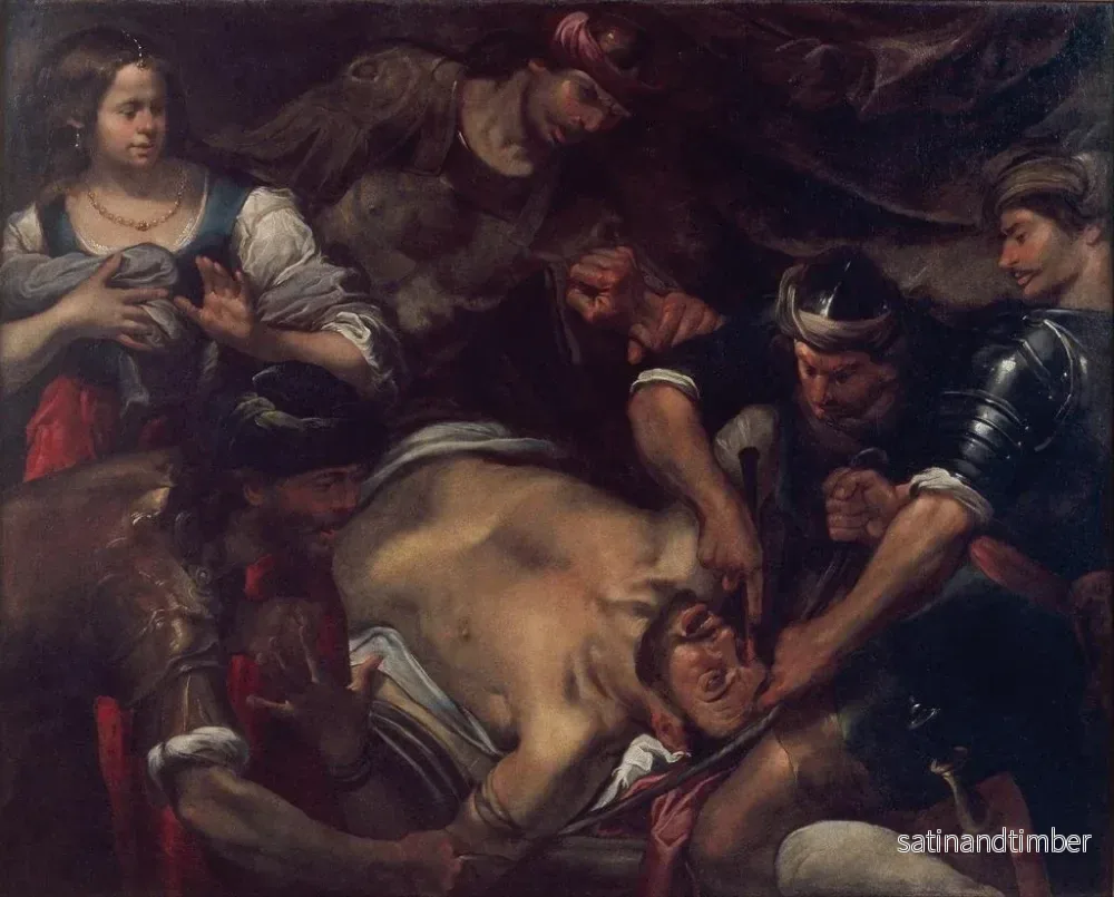 Reproduktion av målningen Les Philistins crevant les eyes de Samson - Gioacchino Assereto - Bild 2