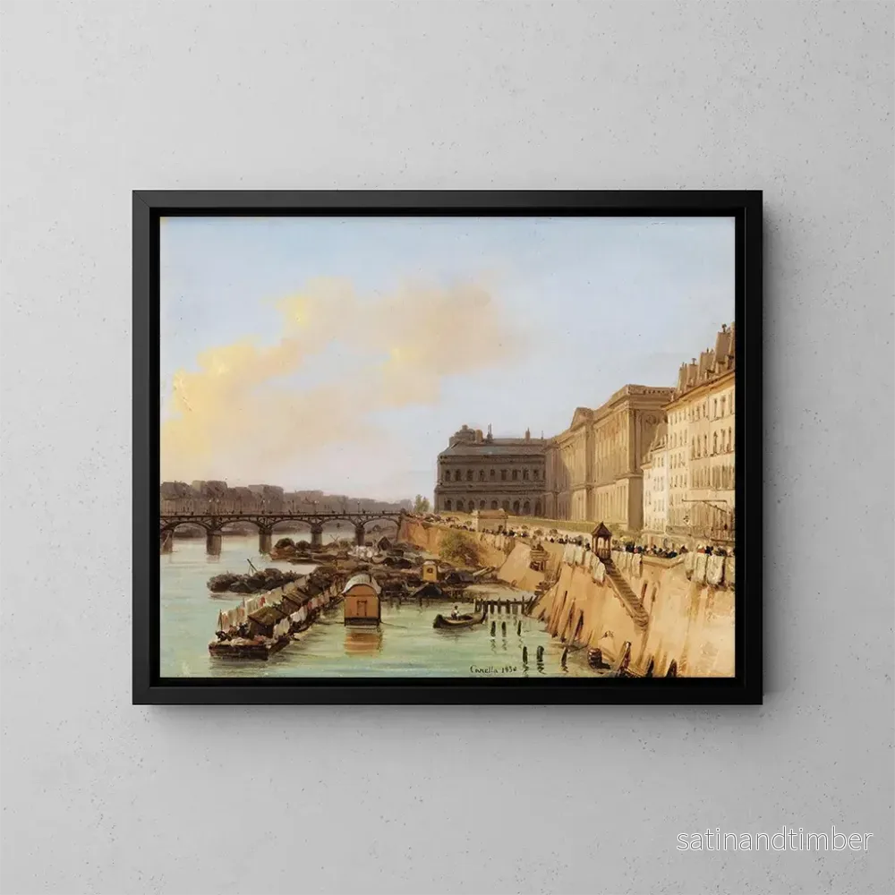 Reproduktion av målningen Paris, vy över konstnärs- och Louvren-bron - Giuseppe Canella
