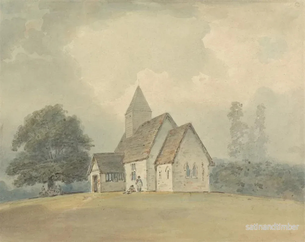 Reproduktion av målningen av kyrka med träklocktorn - Samuel Davis - Bild 2