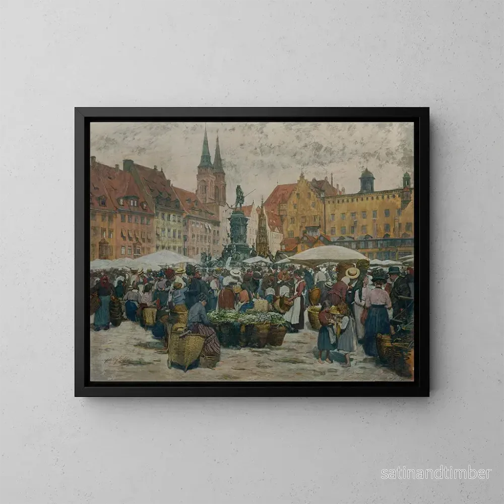 Reproduktion av målningen Marknad i Nürnberg - Johann Nepomuk Geiger
