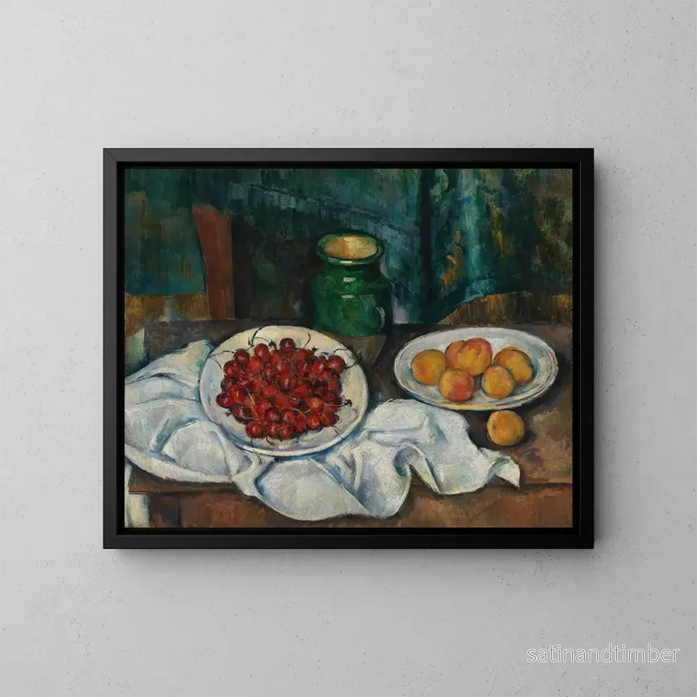 Reproduktion av målningen Naturtavla med körsbär och persikor - Paul Cézanne