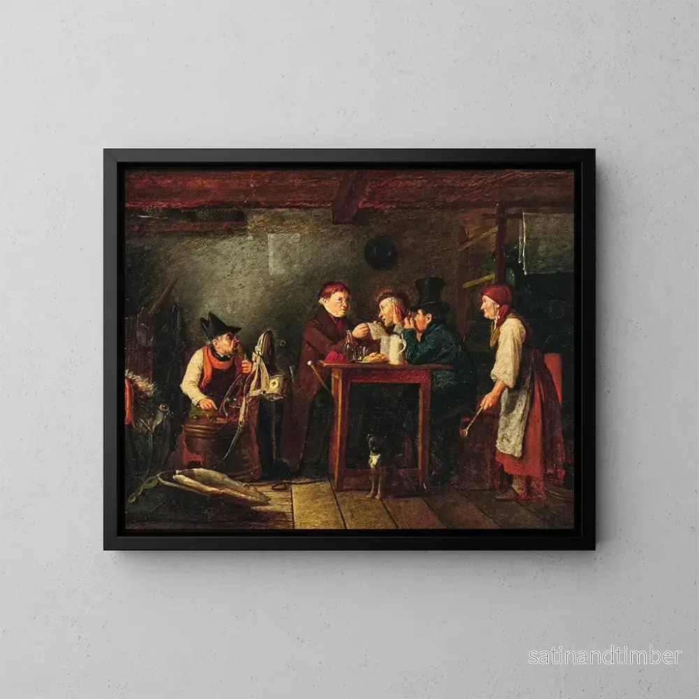 Reproduktion av målningen Läsning av den gamle skolmästaren - Johann Michael Neder