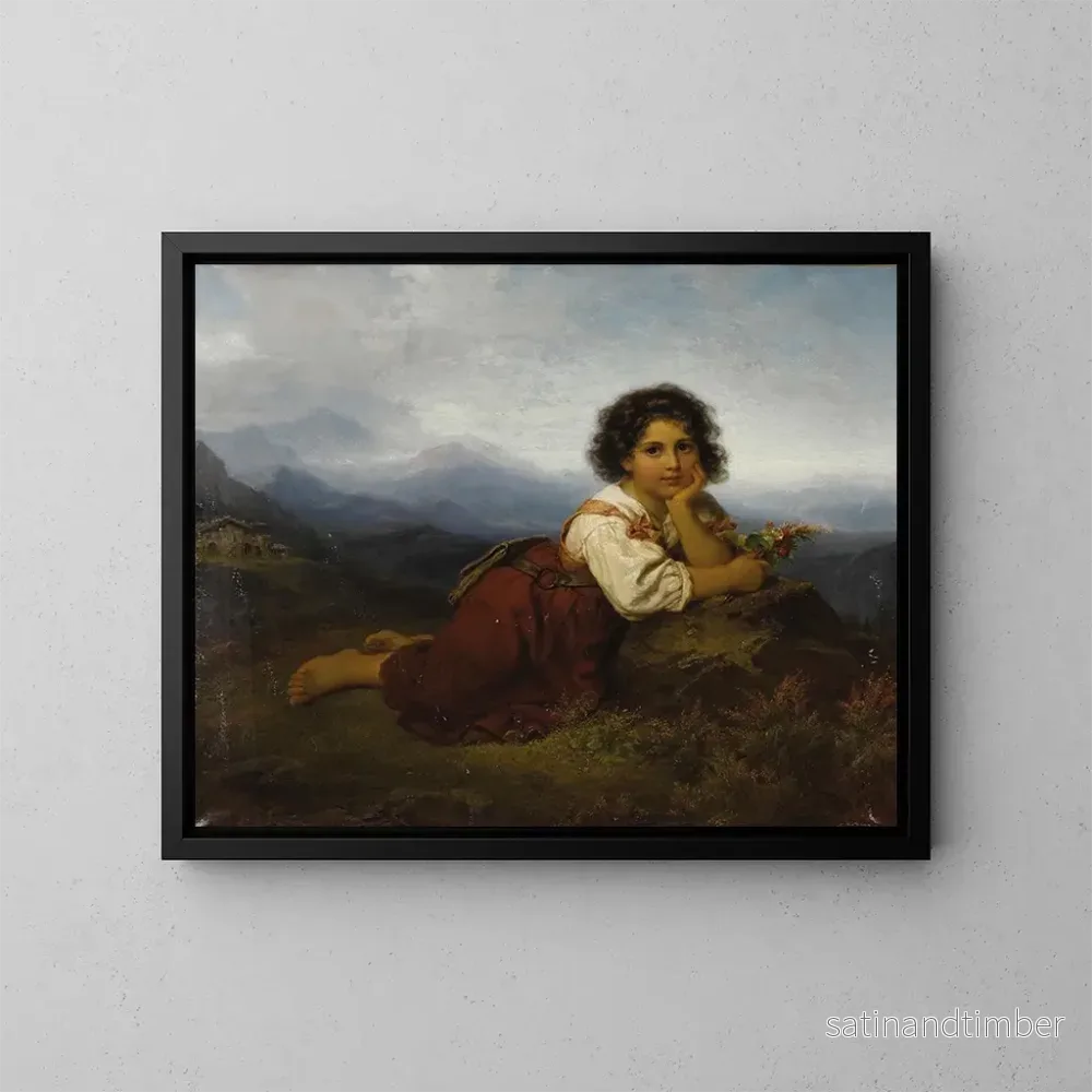 Reproduktion av målningen Ung flicka med en blomma - Friedrich Drück