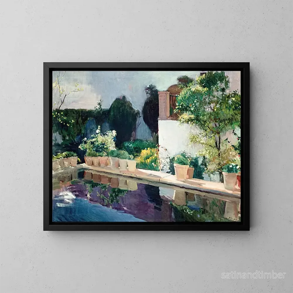 Reproduktion av målningen av Palais des jardins de l'étang royal à Séville - Joaquín Sorolla